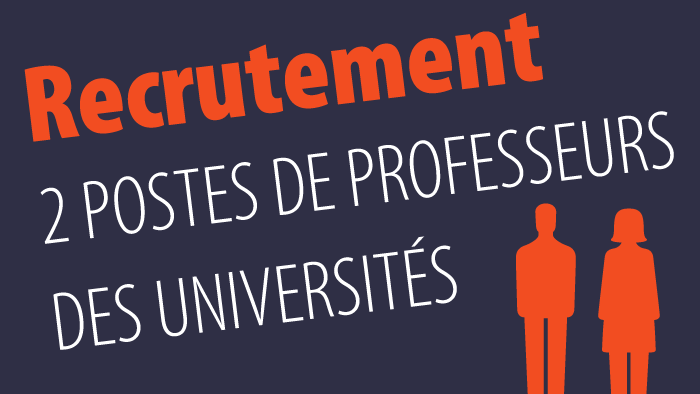Texte accompagné de 2 pictos homme-femme : Recrutement 2 postes de professeurs des universités